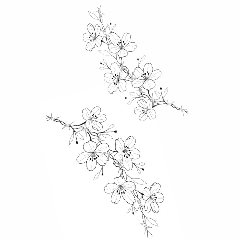 flowers and barb wire