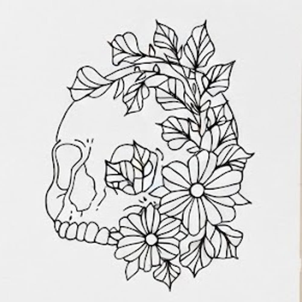 Whimsy botanical skull