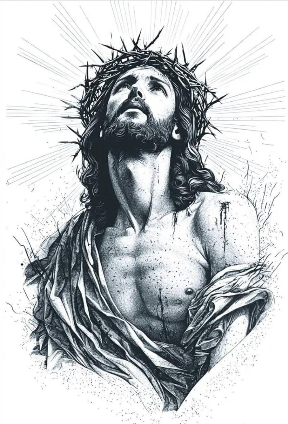 Jesus looking up