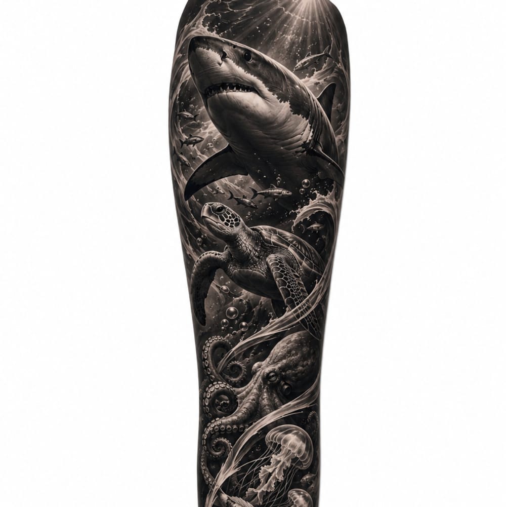 Ocean themed tattoo