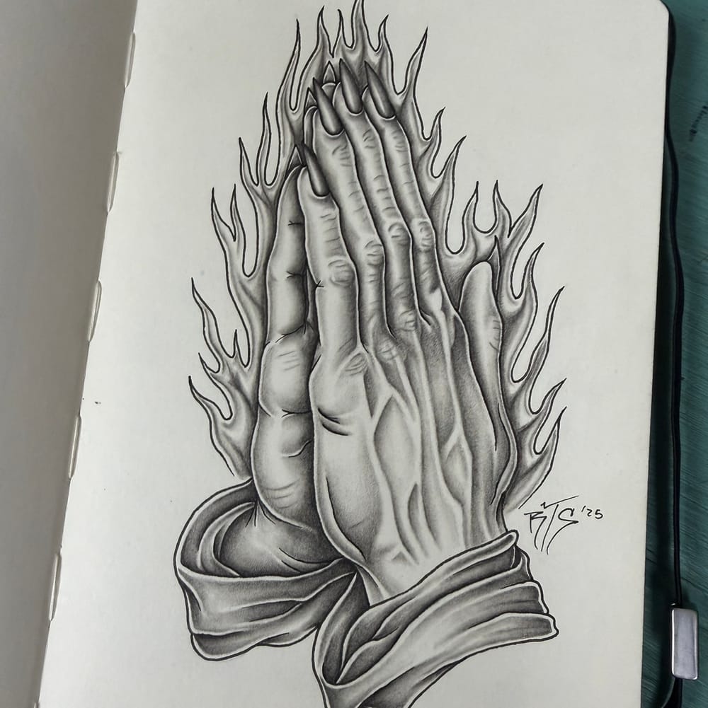 Evil praying hands