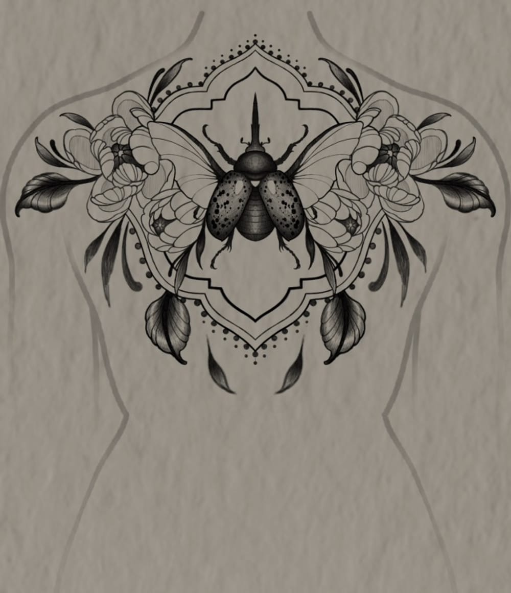 Hercules Beetle/Peonies