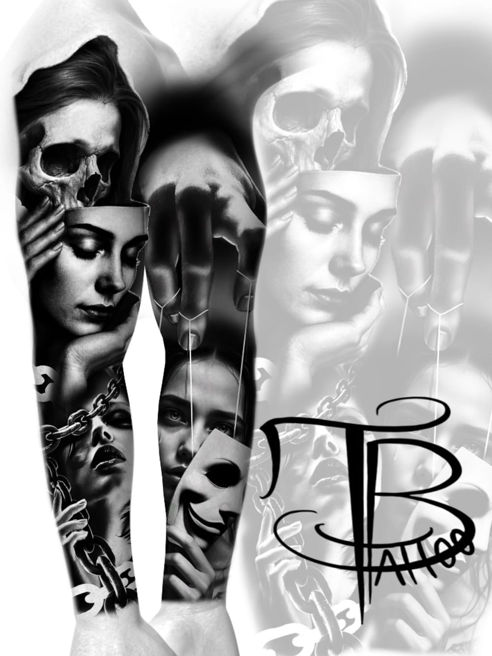 Dark skull lady mask