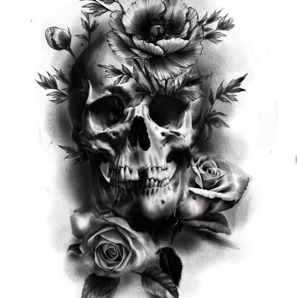 Skull and flowers
