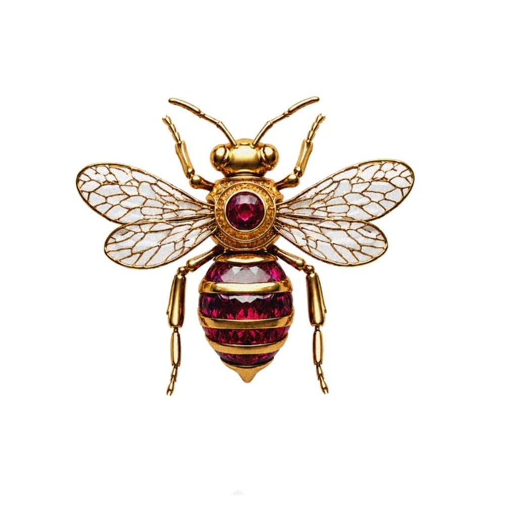 Golden bee with ruby
