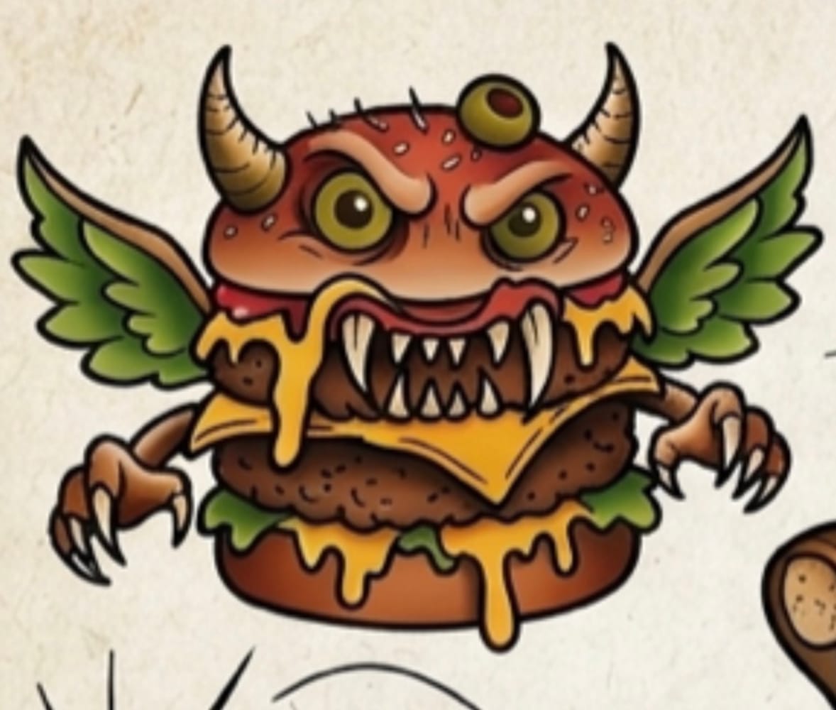 Horned monster hamburger