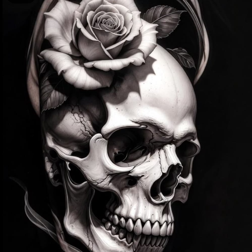 Skull and rose
