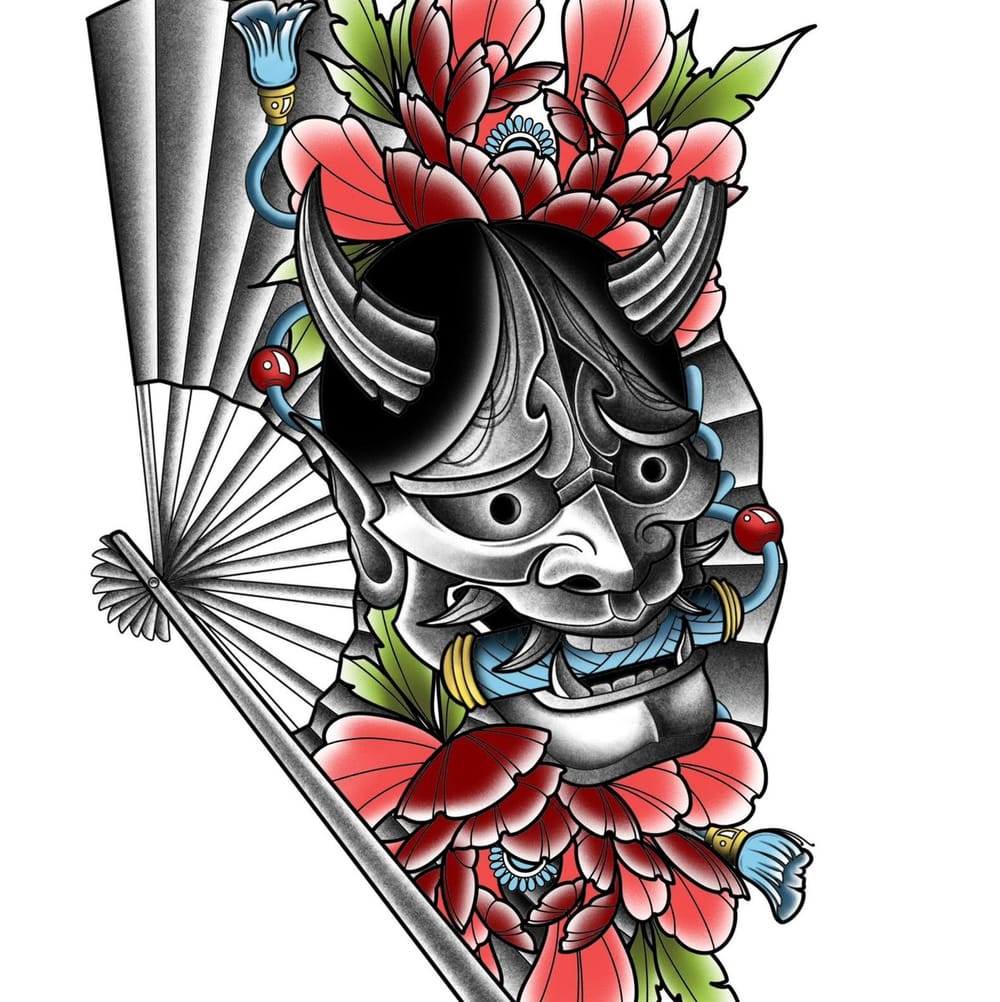Floral Oni Fan
