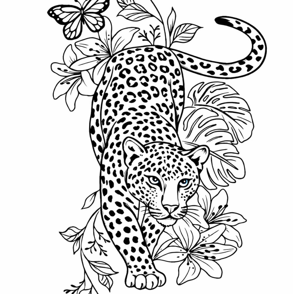 Leopard Floral Tattoo 