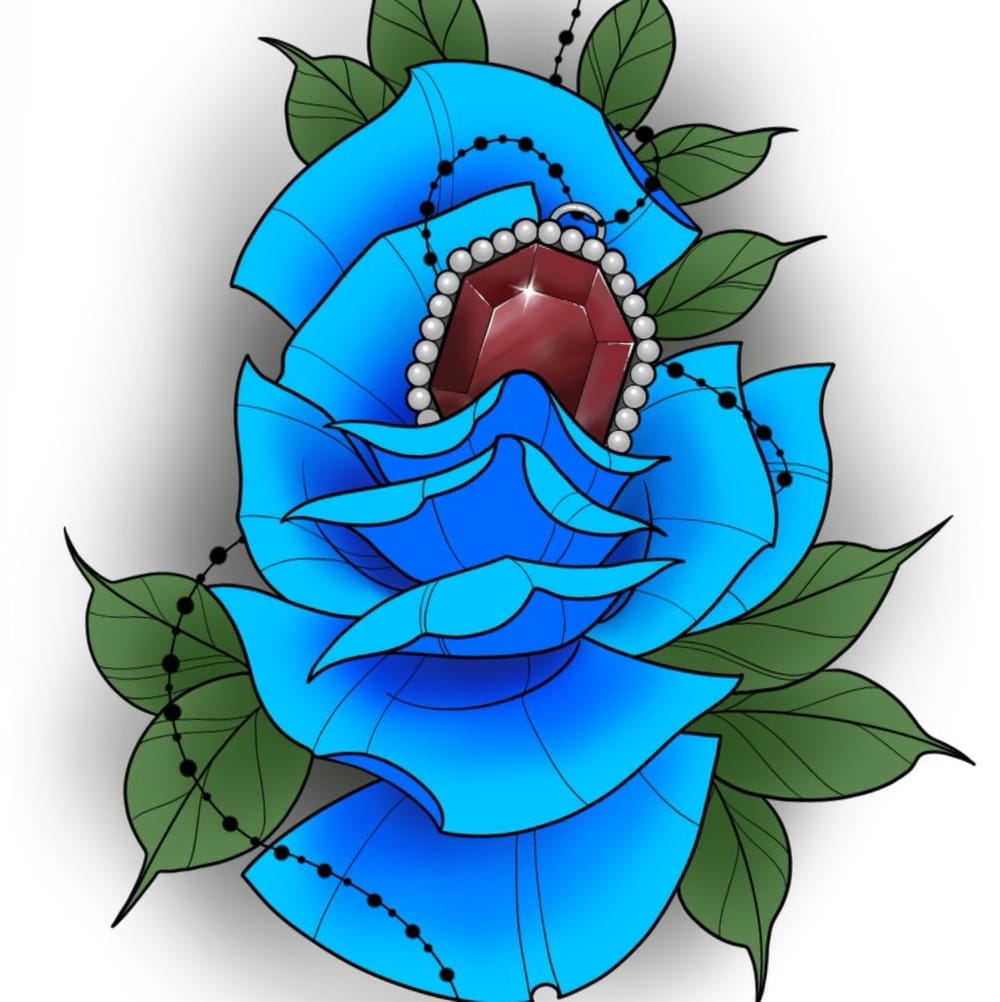 Blue rose and beads 