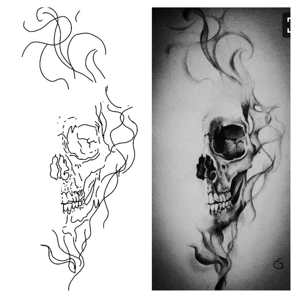 Stippled Smoking Skull 