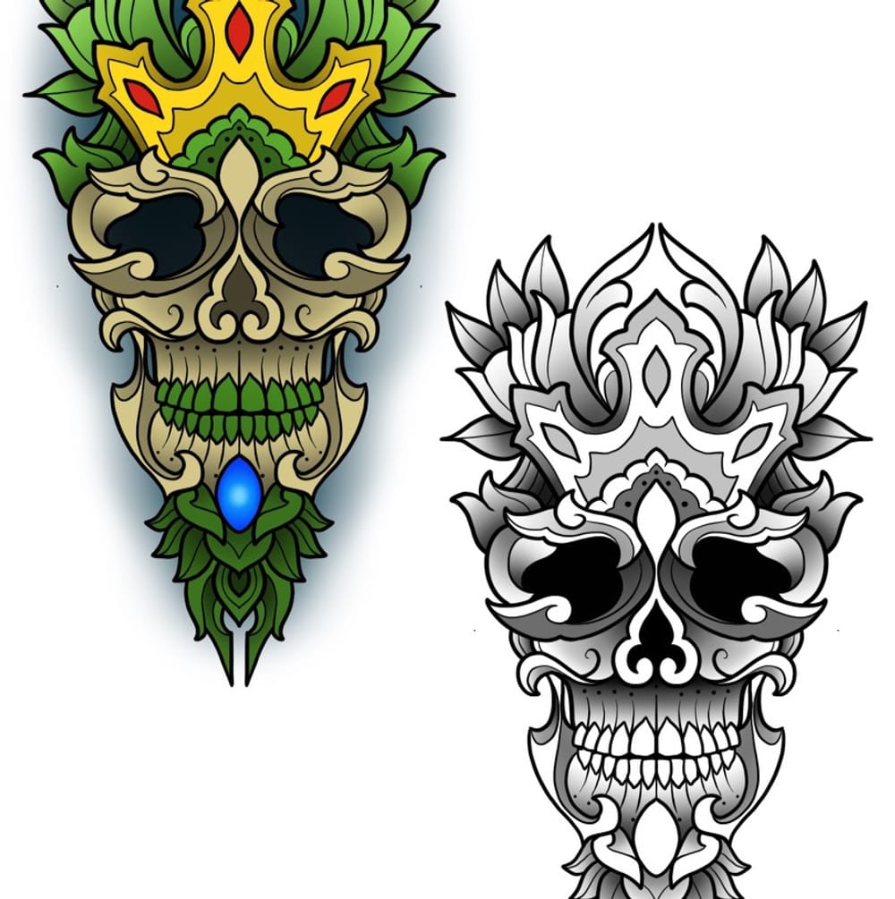Skull leaf mirror image 