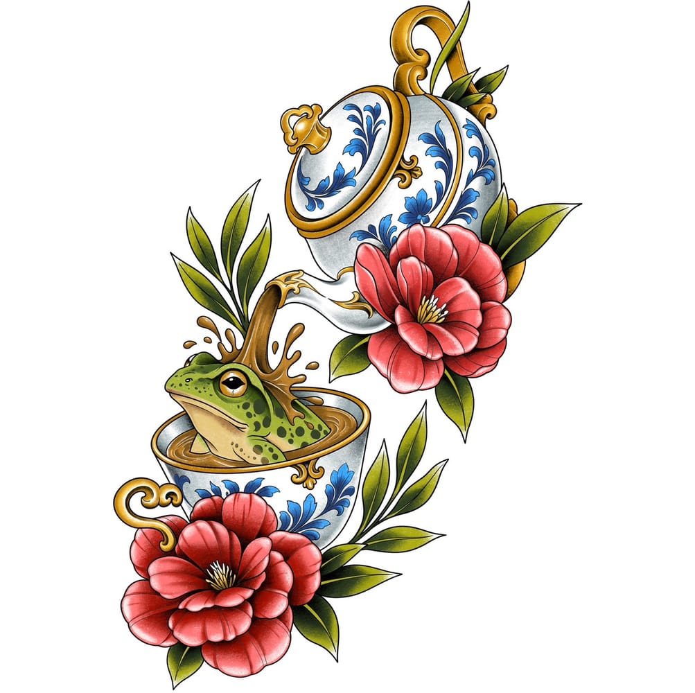 Frog and tea pot