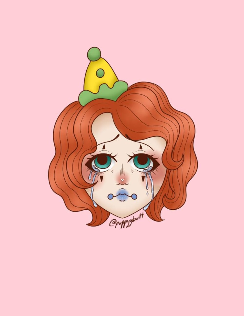 Crybaby clown lady face