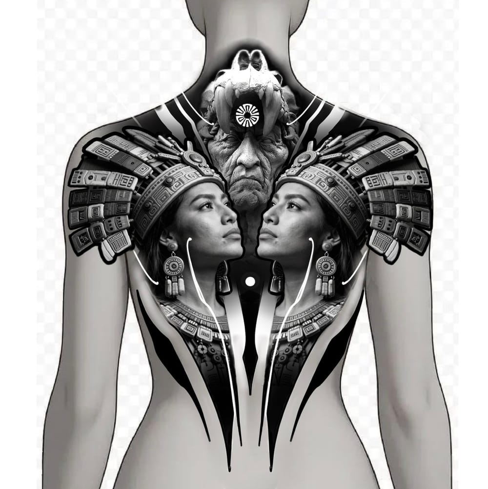Aztec themed back piece