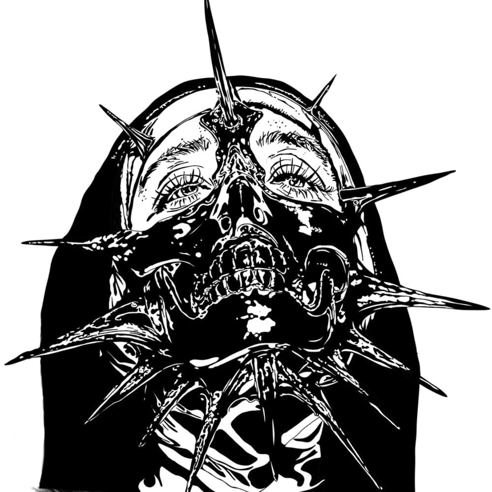 Blackwork mask nun