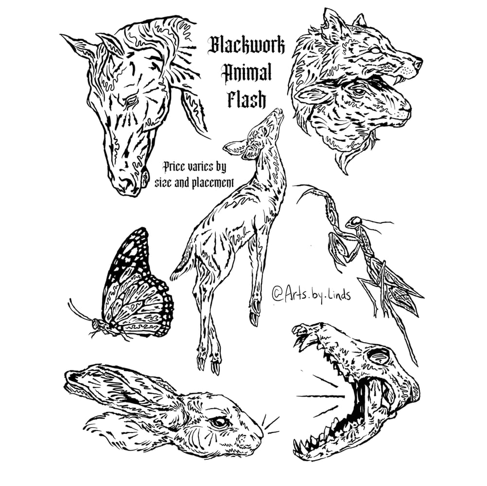 Blackwork animal flash 
