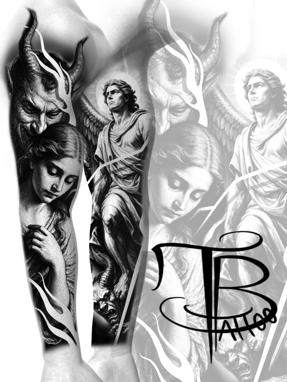 Devil and lady & angel