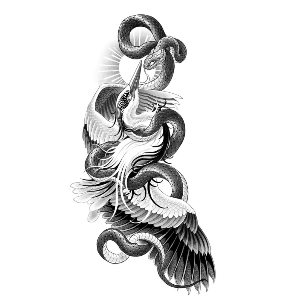 Bird and snake