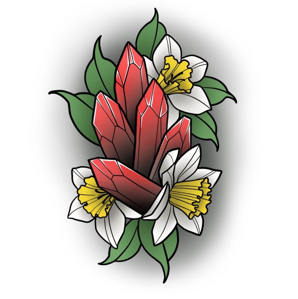 Red crystal and florals 