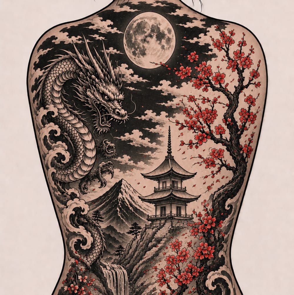 Moonlit Dragon & Sakura 