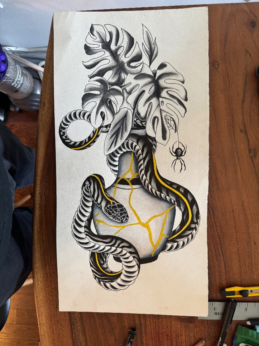 Snake with monstera