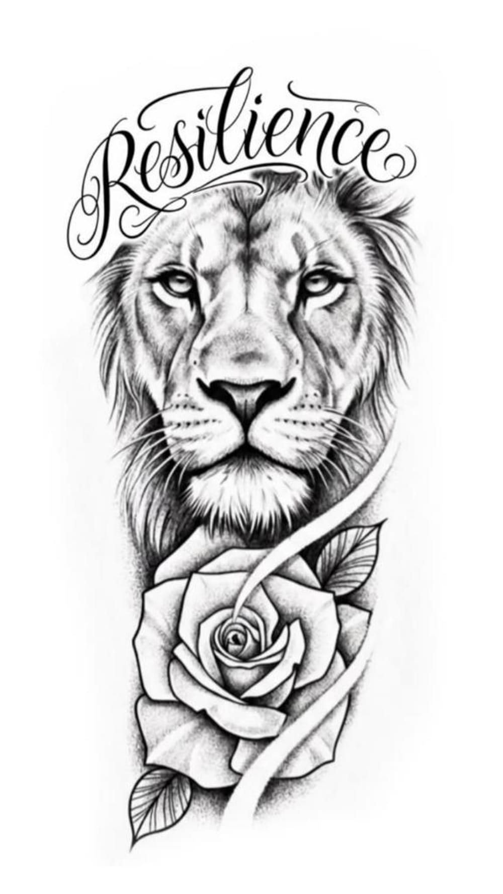 Lion, Rose, Lettering