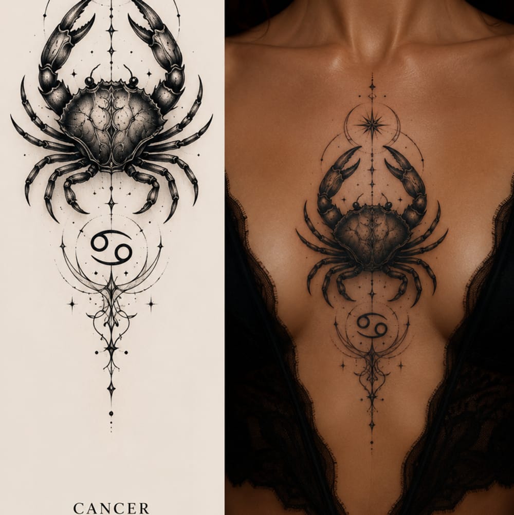 Sternum cancer tattoo