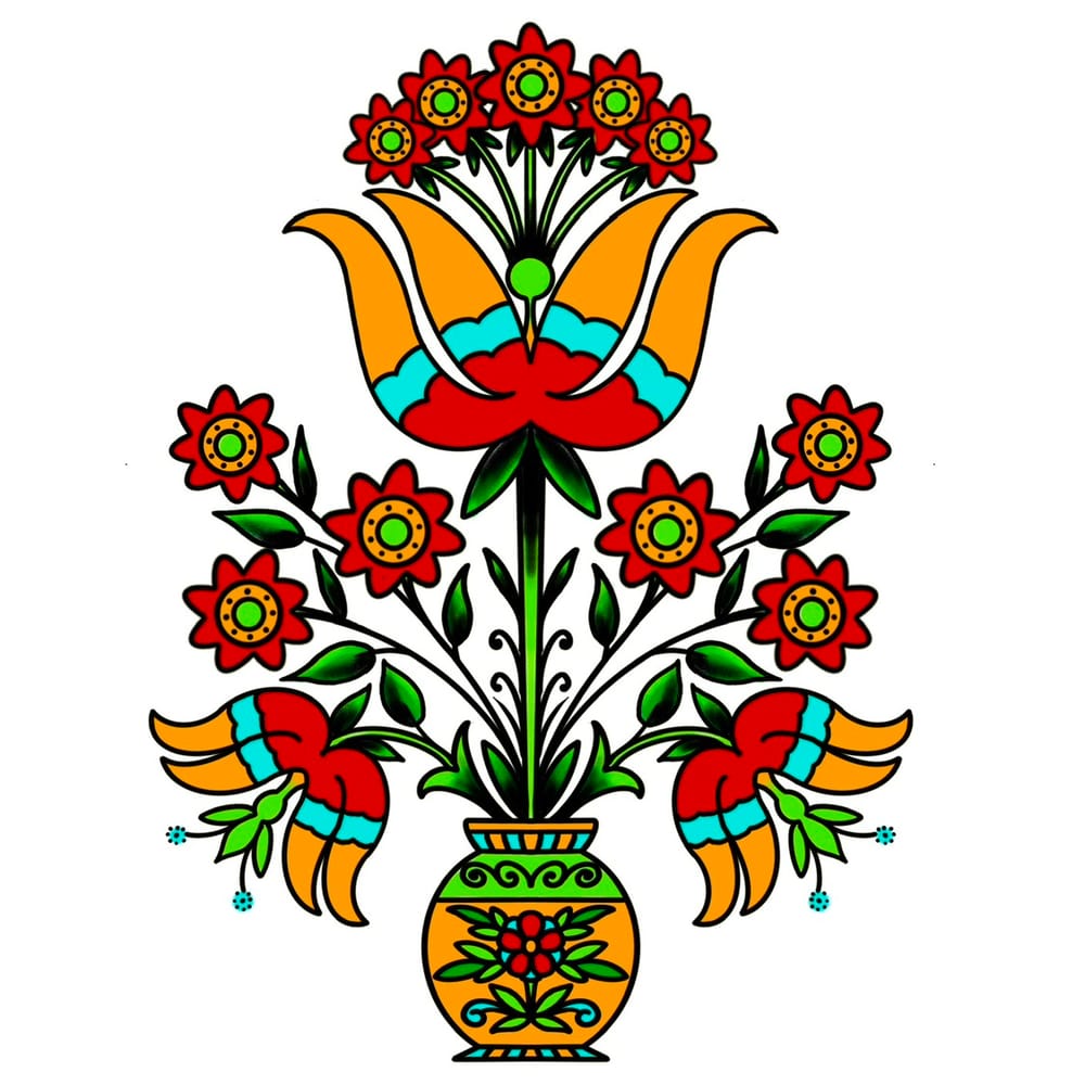 Folk are flower vase
