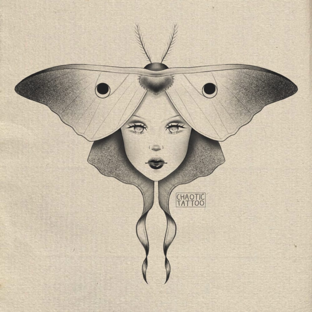 Luna moth lady head