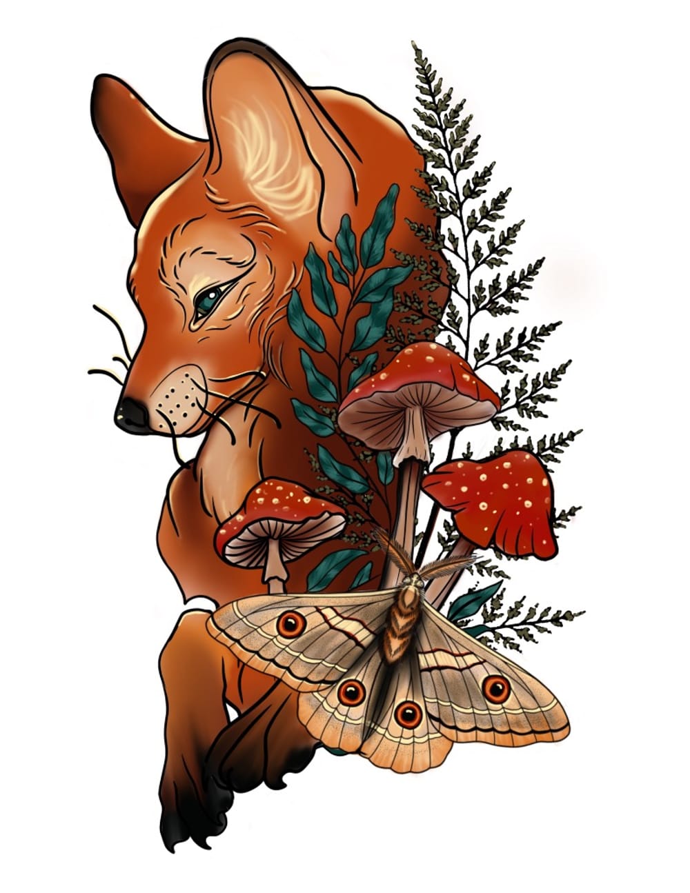 Fox & Mushrooms