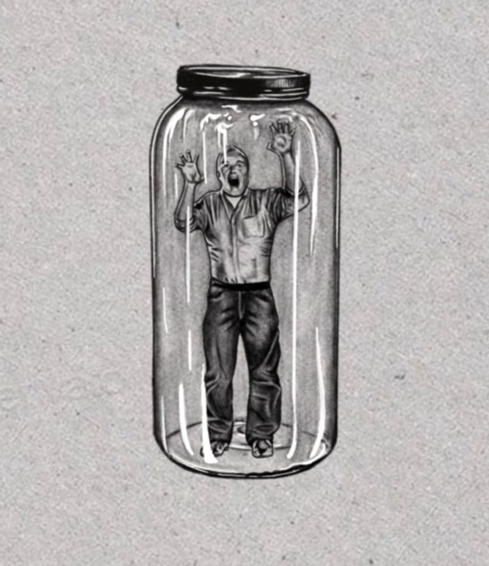 Man in jar