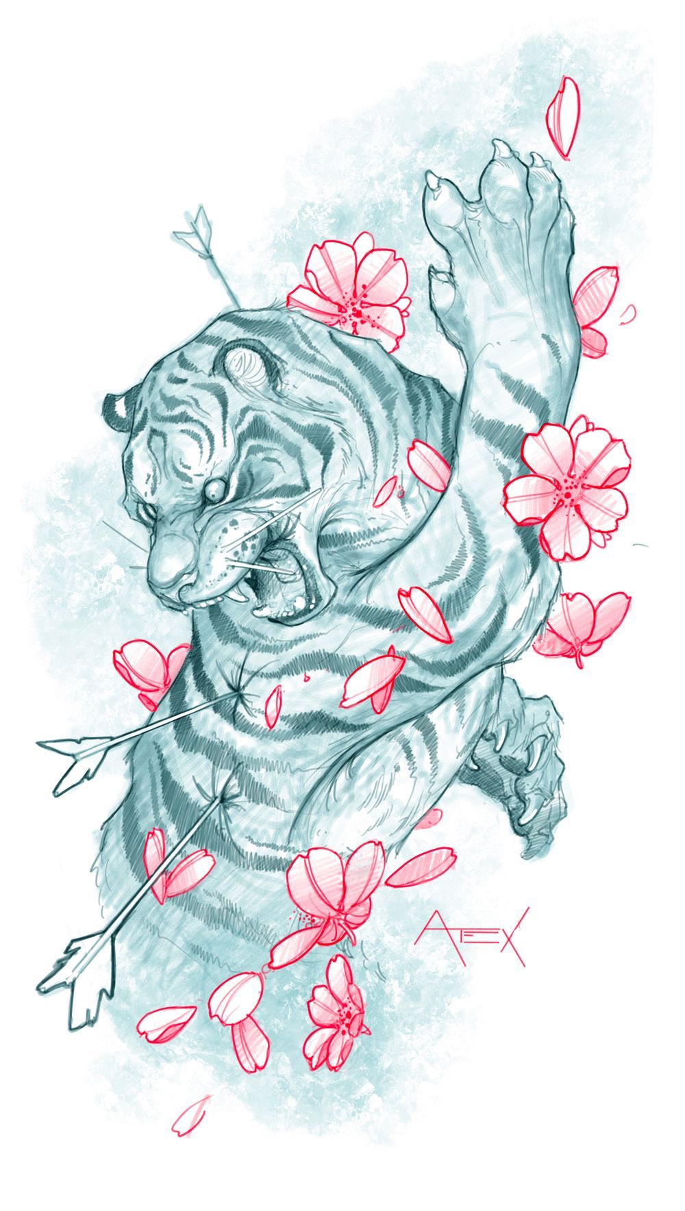 Tiger and Cherry Blossoms