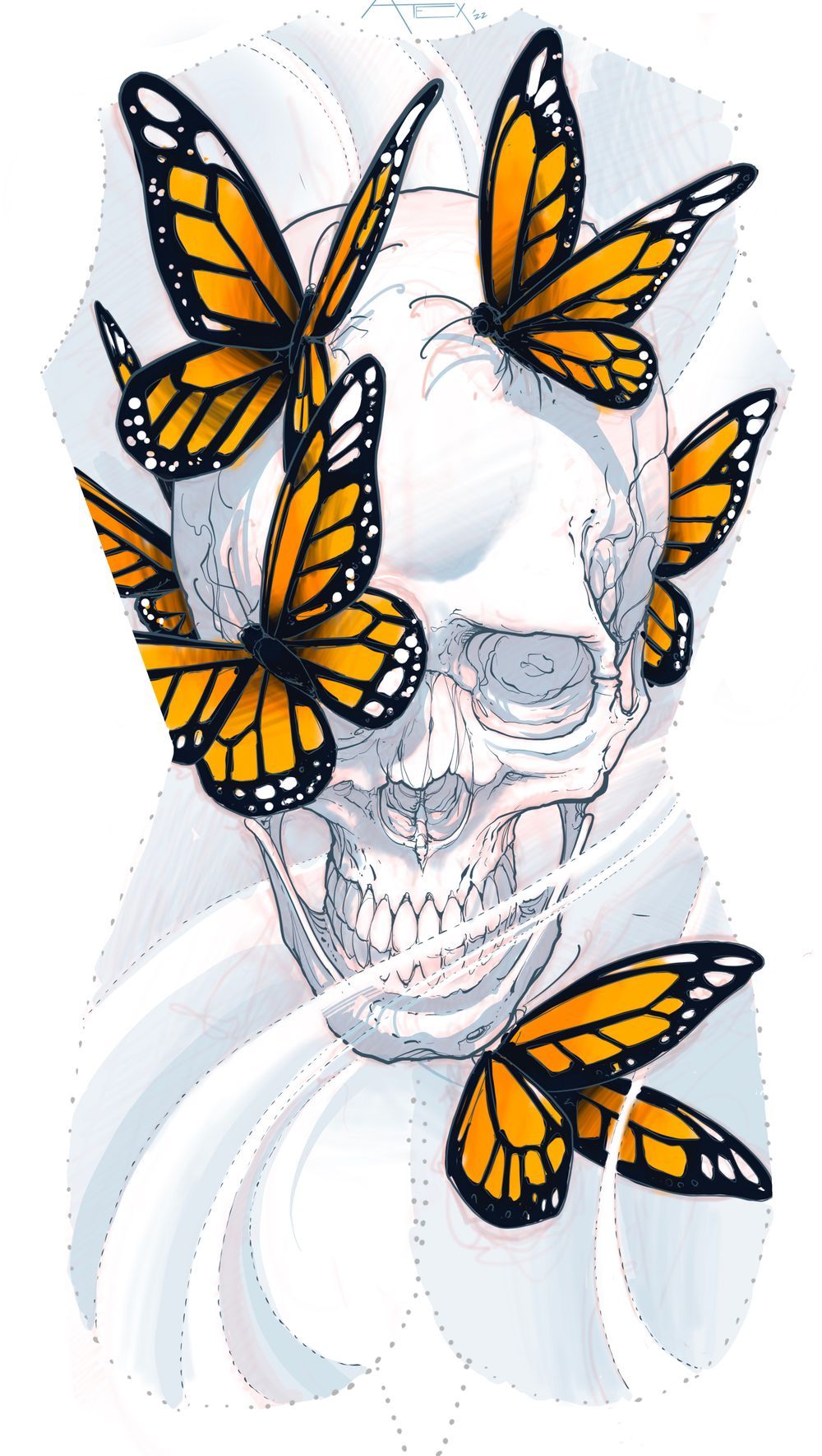 Skull and Butterfly Backpiece