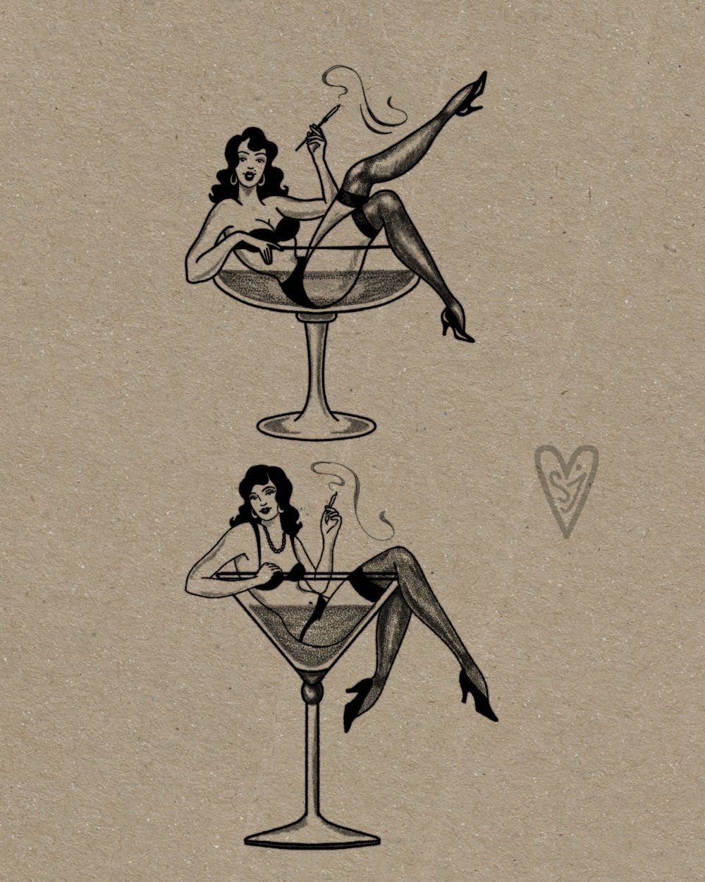MARTINI GLASS BURLESQUE DIVAS