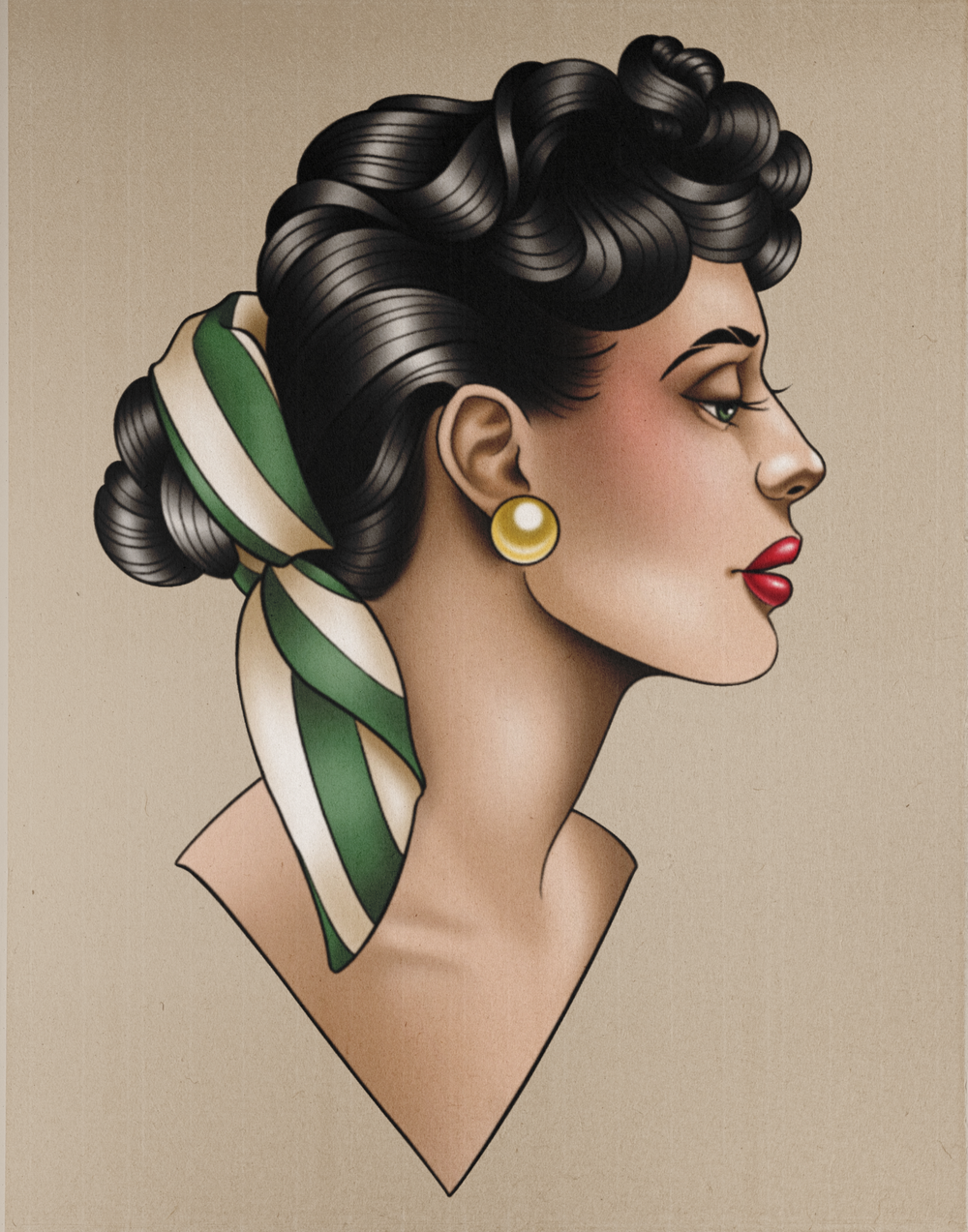 Lady in the Green Stripes