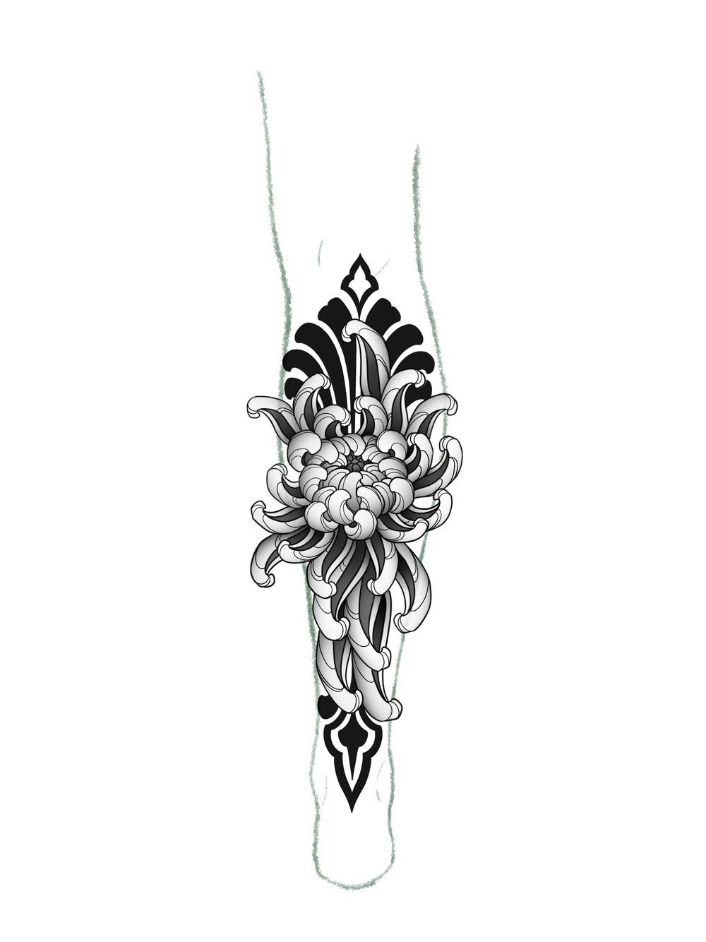 Chrysanthemum calf piece