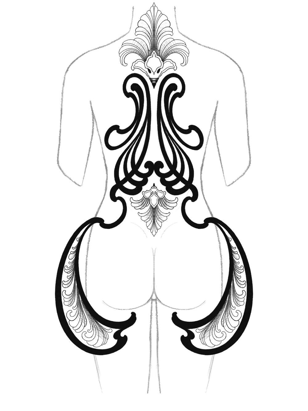 Ornamental back piece