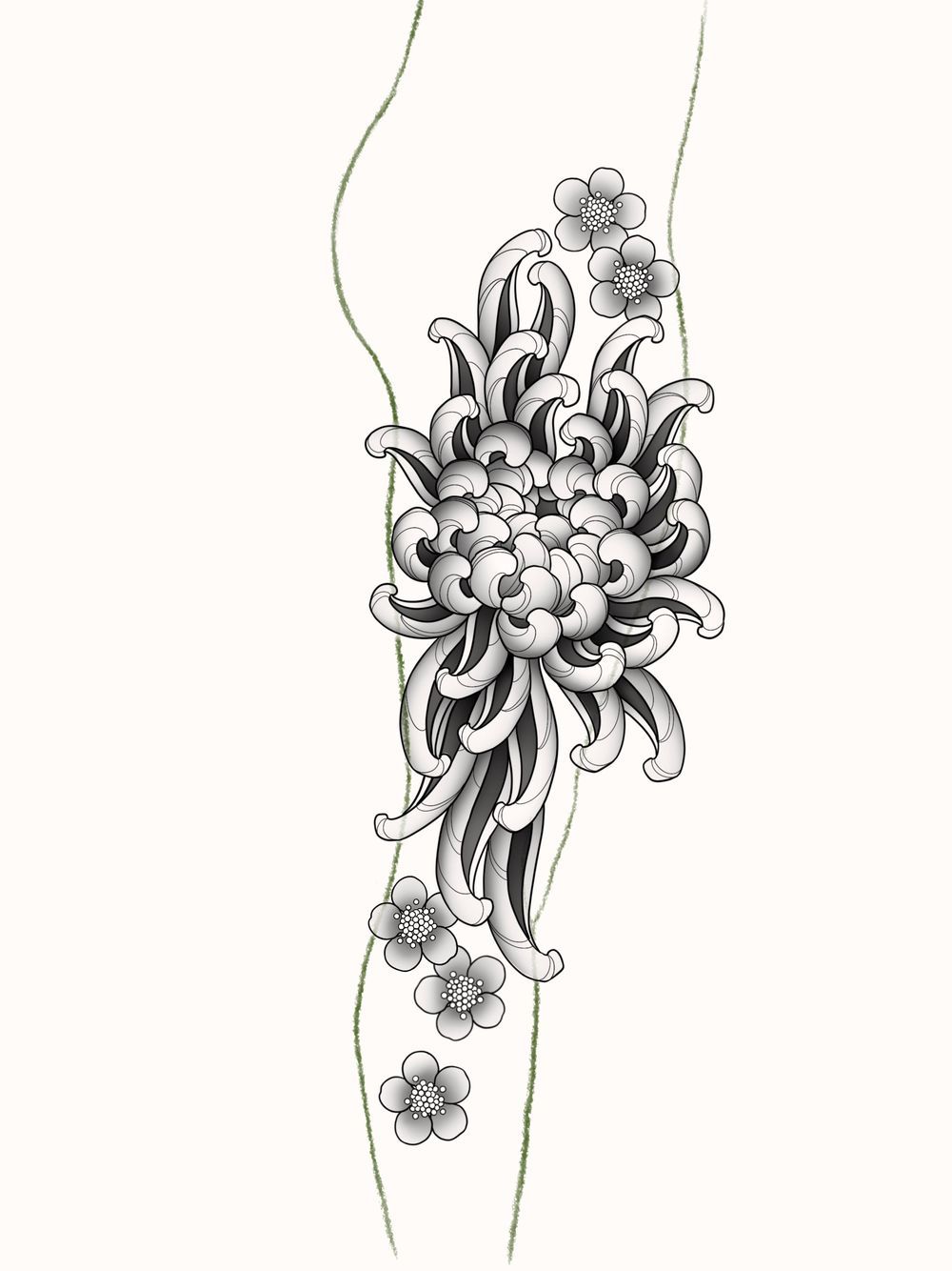Chrysanthemum hip piece
