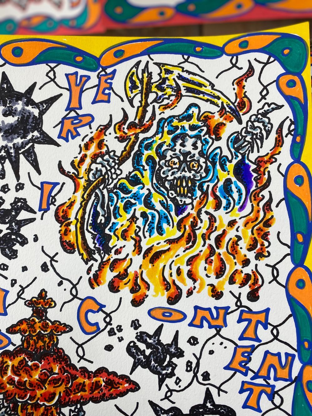 Reaper in flames
