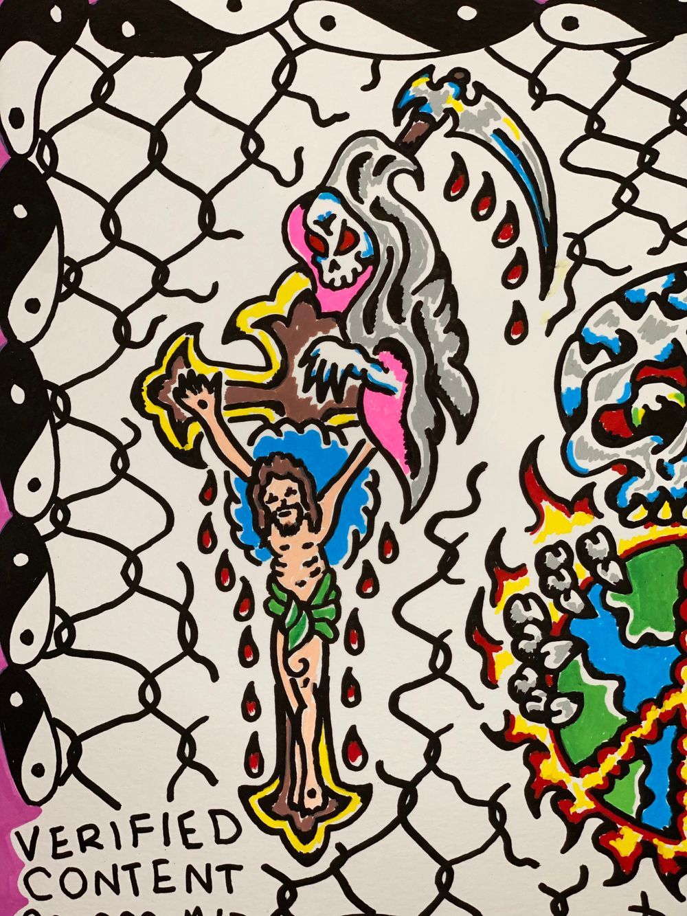 Reaper and Jesus on the cross