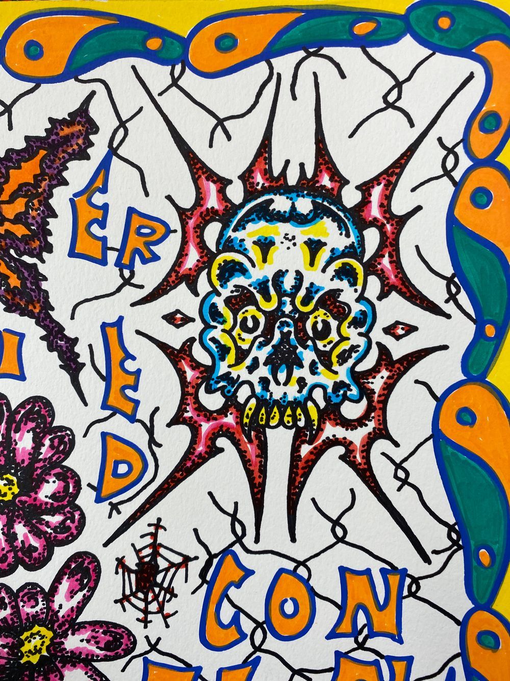 Spiked out tribal skull