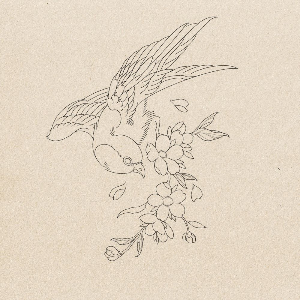 Sparrow and blossoms
