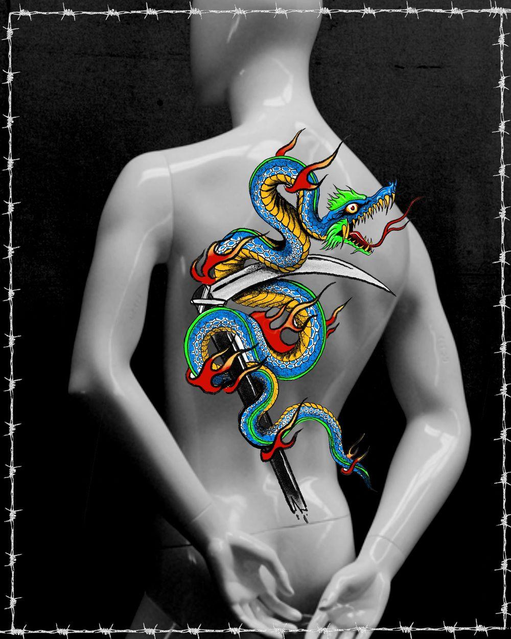 Traditional Full-color Scythe Serpent