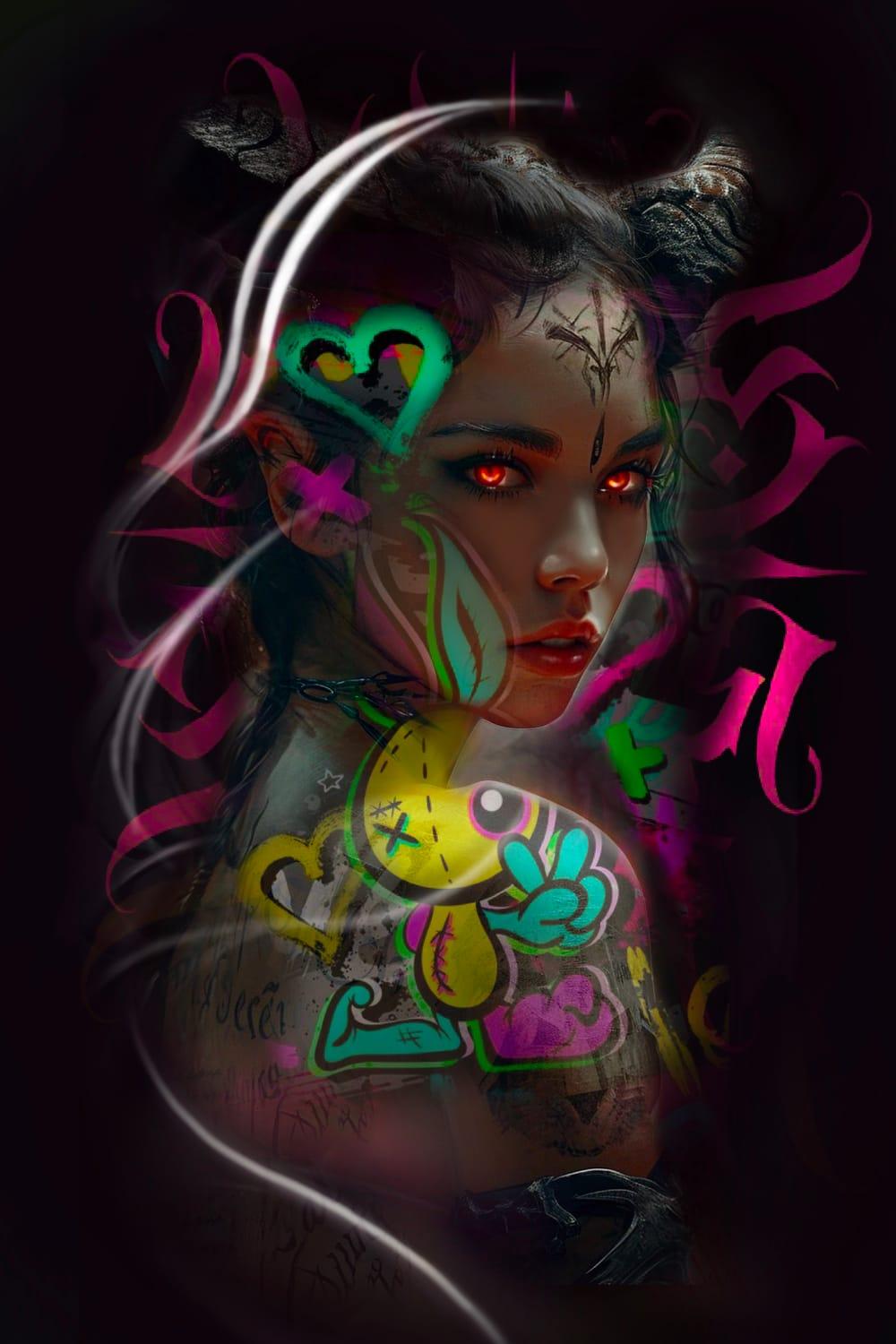 Pop Art Face Tattoo Pop Art Face Tattoo