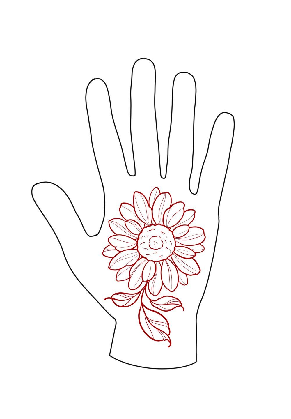 Sunflower Palm Tattoo