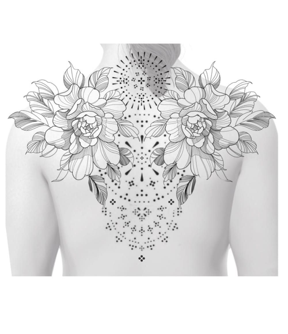 Ornamental floral upper back piece