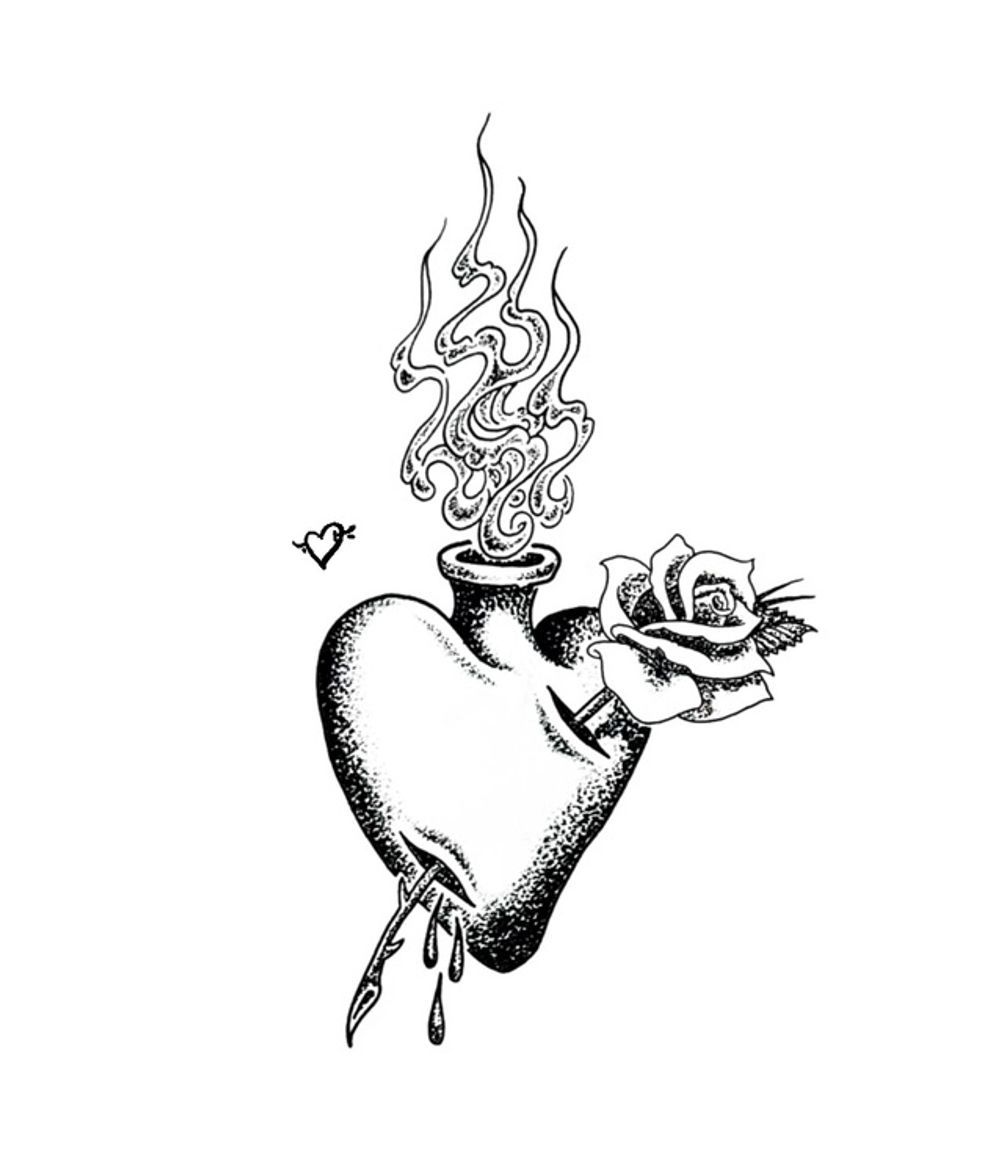Rose Stabbed Sacred Heart