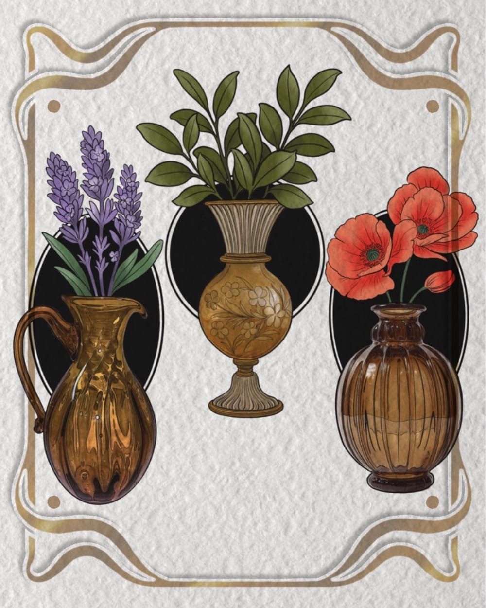 Floral & Amber vintage glass
